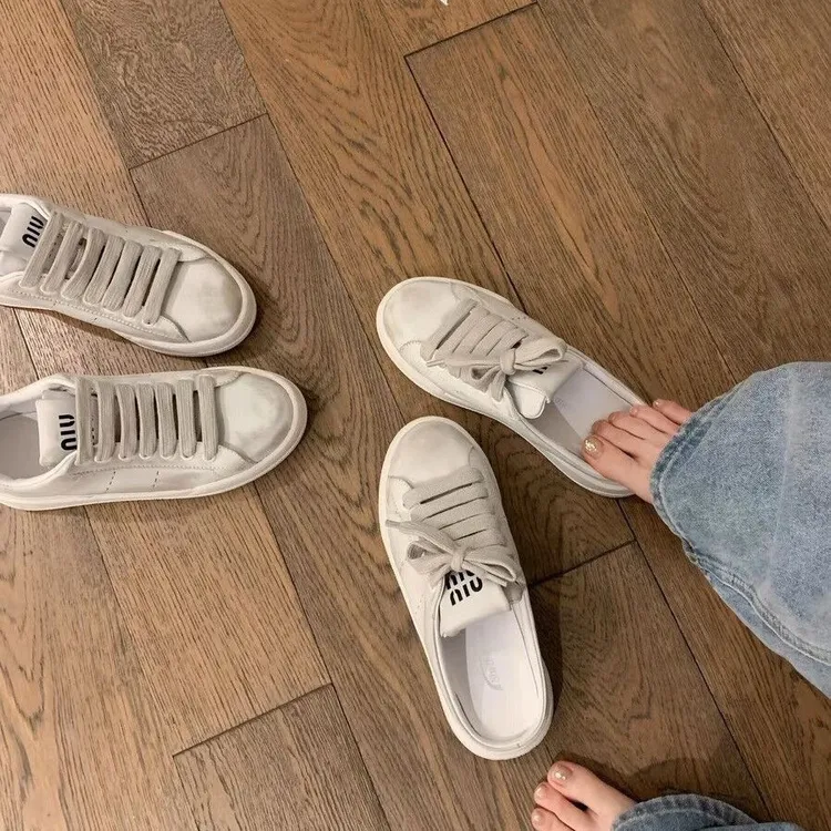 【sheii苏茵茵】阿MIU家做旧厚底小脏鞋女夏季休闲半拖女板鞋同款