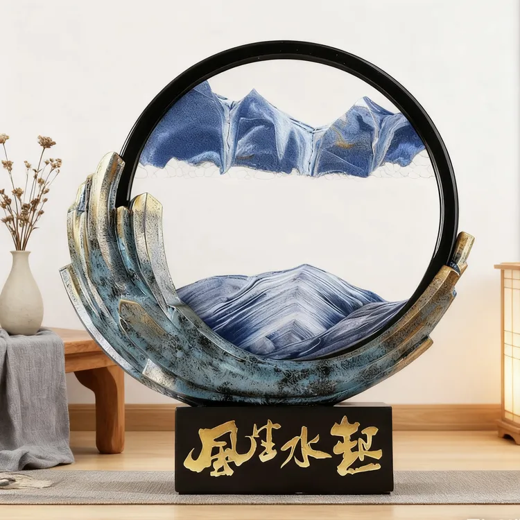 风生水起流沙画摆件客厅家居酒柜装饰品办公室公司乔迁日常送礼物