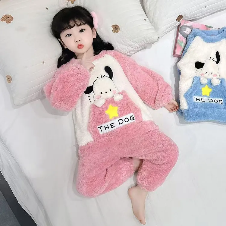 新款加厚珊瑚绒2025冬季女童睡衣大童宝宝卡通睡衣女童珊瑚绒睡衣