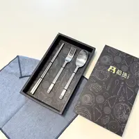 正品极货不锈钢餐具三件套礼盒装 筷子叉子勺 做工精美质量绝绝子