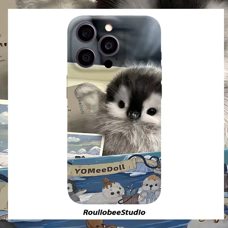 插画小企鹅适用苹果17/16promax菲林手机壳华为P80oppo小米15vivo
