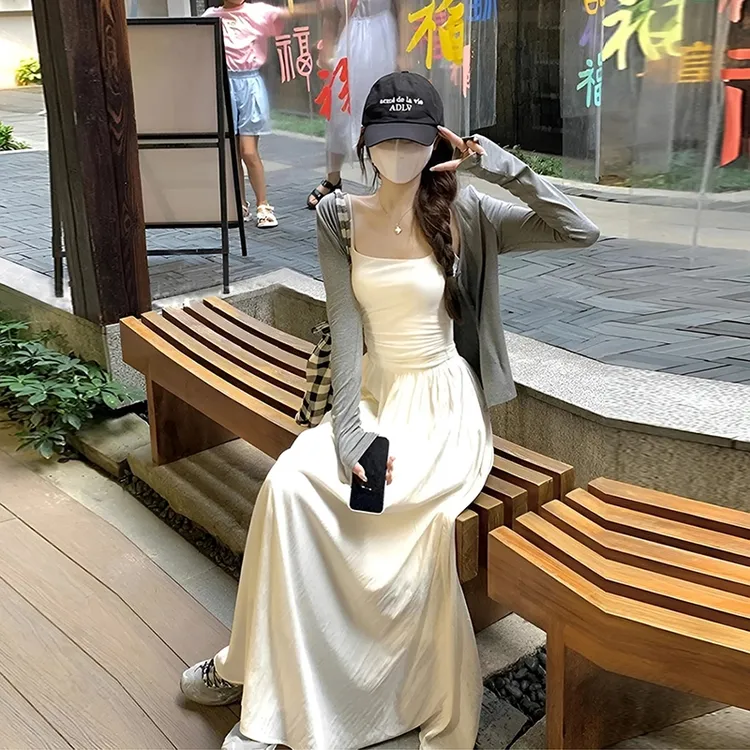 2025夏季新款白月光仙女裙气质清冷显瘦开衫吊带高腰半身裙套装