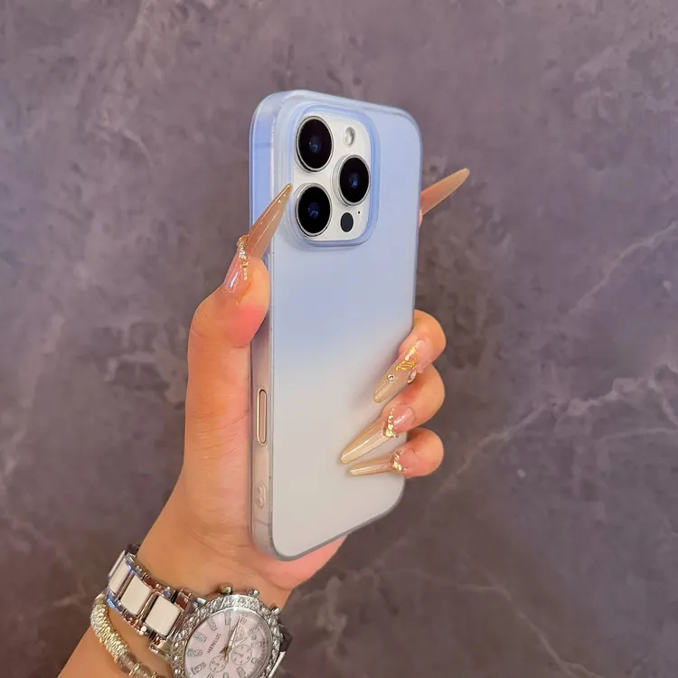 渐变冰雾适用于苹果16promax手机壳iPhone15简约13/14磨砂16plus
