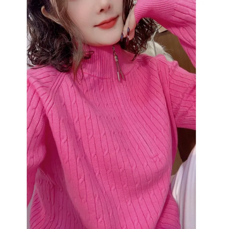 蓝卡缇现货｛高领款｝麻花简约洋气秋冬显瘦保暖时尚百搭套头毛衣