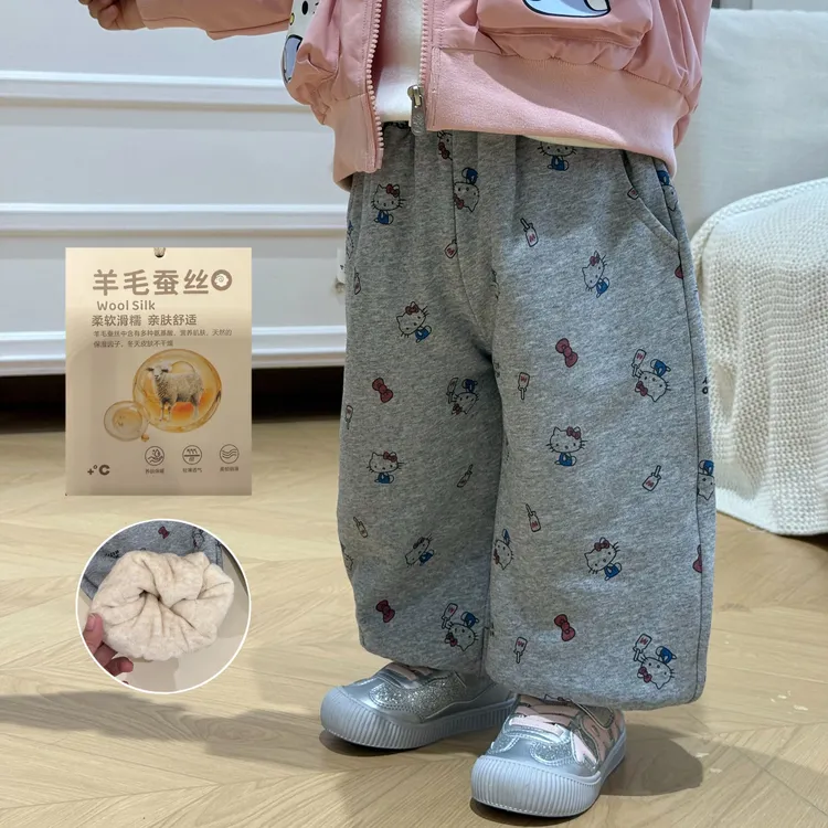 【鱼子酱0度】D25174K加棉加绒卡通卫裤中小童女童童装