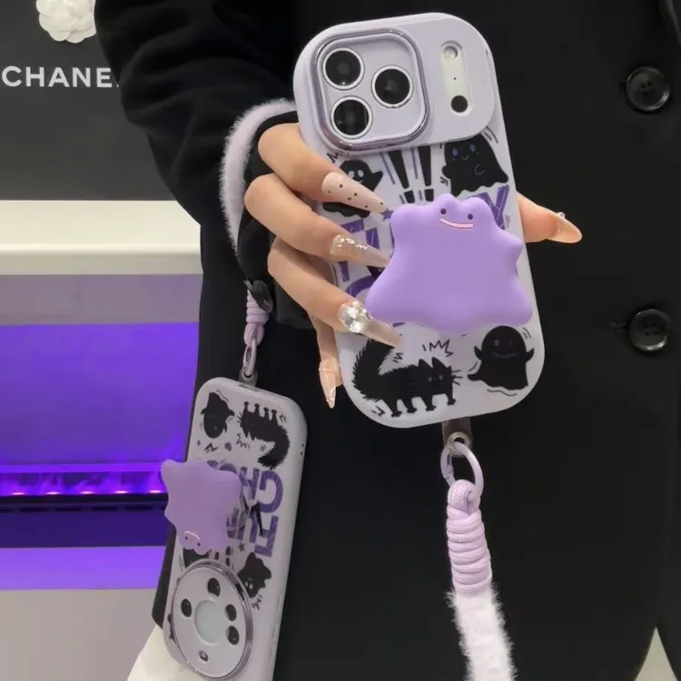 GGBond紫幽灵支架挂绳适用苹果17/16胖子手机壳华为oppo小米vivo