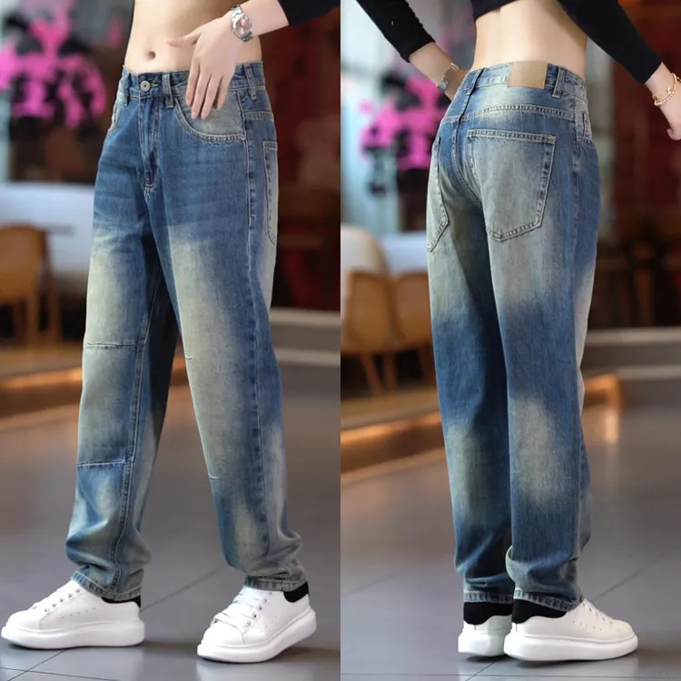 美式锥形牛仔裤男士时尚百搭韩版直筒裤2025秋季宽松休闲男款裤子