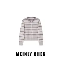【MEINLY  CHEN】高端设计师款时尚百搭条纹圆领简约毛针织衫25507
