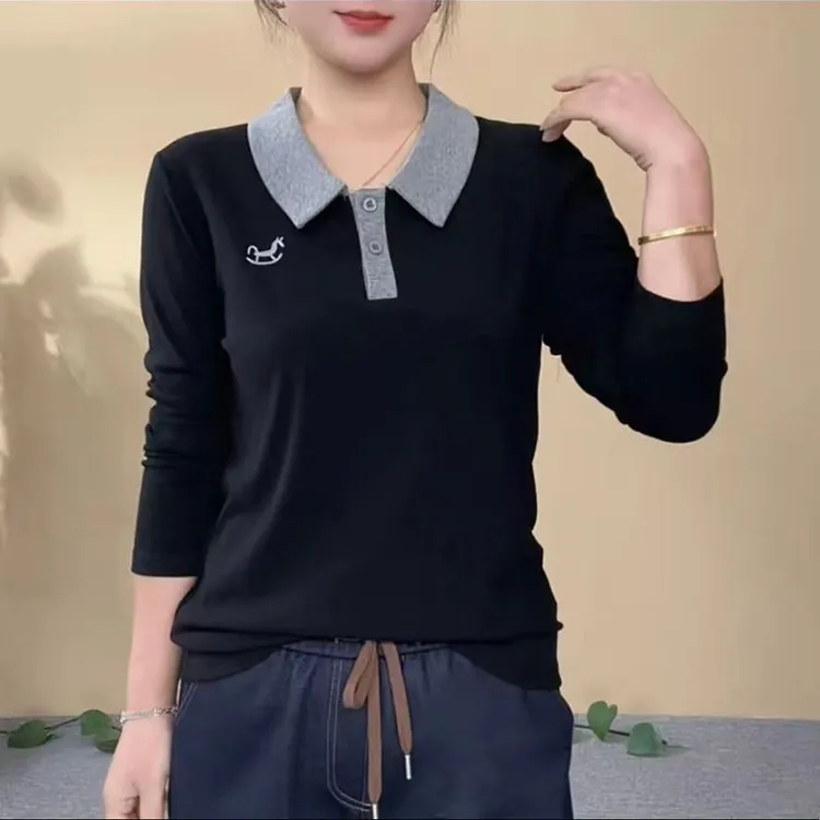 时尚休闲百搭长袖中年妈妈修身显瘦减龄小衫秋季新款洋气遮肉上衣