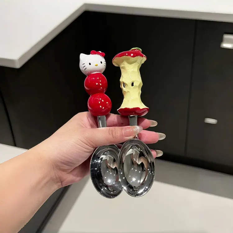 hellokitty勺子女生专用西瓜勺子高颜值精致餐具汤勺网红家元宝勺