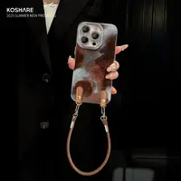 咖色晕染适用苹果15华为vivo/oppo小米iPhone16精孔冰川纹手机壳