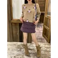 【赵小小&浪漫花稿】88517 秋冬文艺净色显瘦减龄韩版刺绣花朵毛衣
