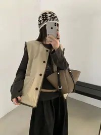 （沙漠大象灰）37%羊羔毛！韩国2025秋冬新款马甲叠穿背心女3279