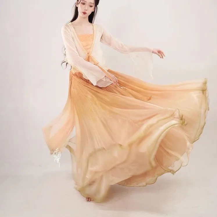 |千鹤万蝶|熹时漪漪锦鲤古风舞蹈水晶纱衣720度吊坠摆裙左左同款