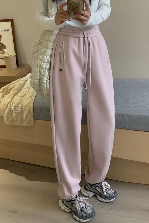 冬款加绒女束脚卫裤时尚宽松显瘦