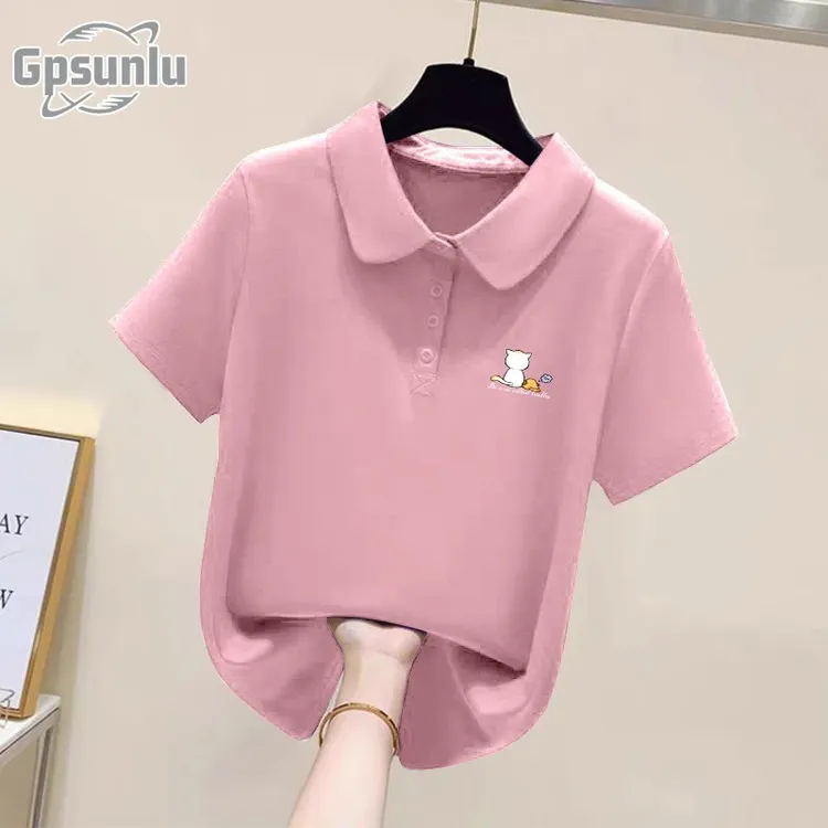 gpsunlu夏季显瘦大码衫上衣时尚气质优雅女打底宽松短袖恤宽松