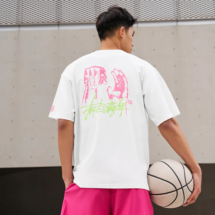 有志者UZIS运动美式短袖针织宽松字母夏季休闲T恤圆领