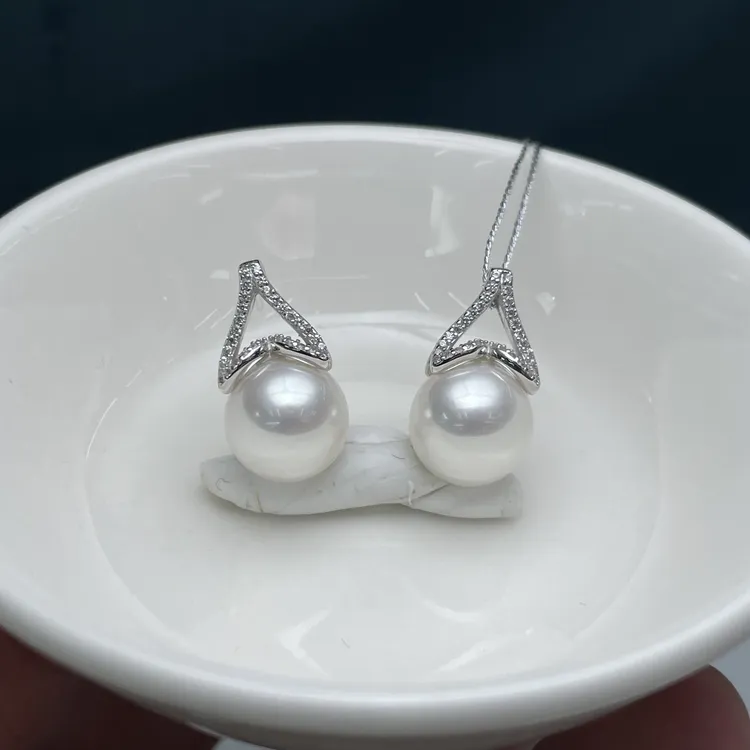 海水澳白银耳坠10-11mm鱼尾款日常佩戴百搭