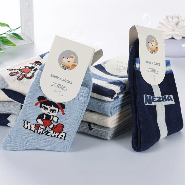 六指鼠女童袜子秋冬款中筒运动学生春秋季中大童女孩宝宝儿童棉袜