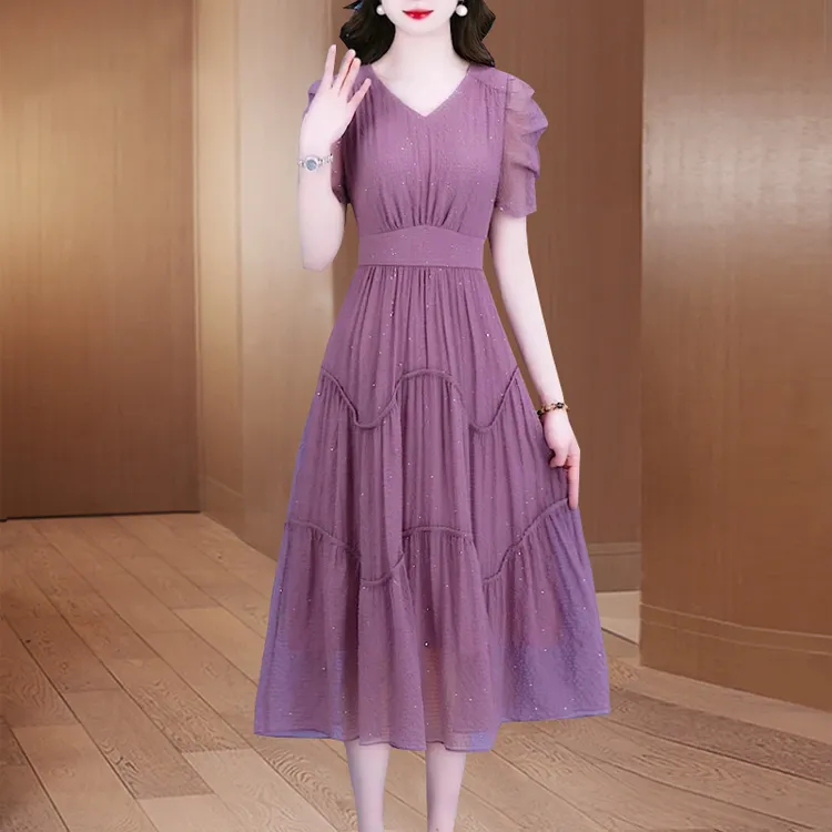 拉夏贝尔轻奢小众高级感女装法式连衣裙子2025夏季喜婆婆洋气减龄