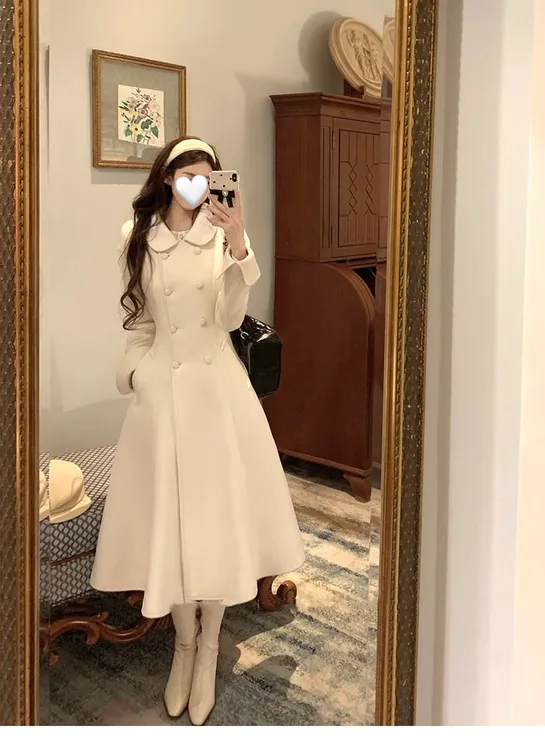 【小书Only】千金少女感收腰毛昵显瘦2025秋冬新款显瘦赫本风大衣
