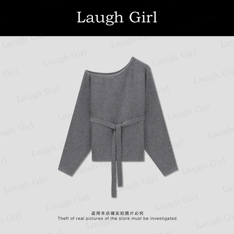 楚楚君 Laugh girl【巴黎邂逅】纯欲蝙蝠袖宽松女人味毛衣XL531065J