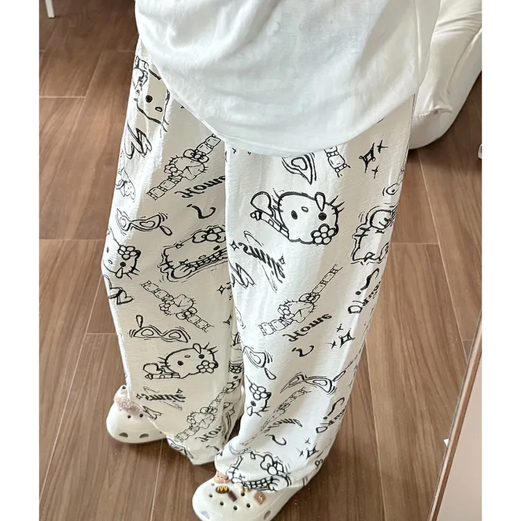 哈喽Kitty睡裤女长裤遛弯裤家居裤女士可外穿慵懒感防蚊裤可爱