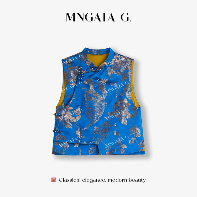 MNGATA G.宫小妍【景泰蓝·凤凰花】新中式中国风秋冬马甲5091902