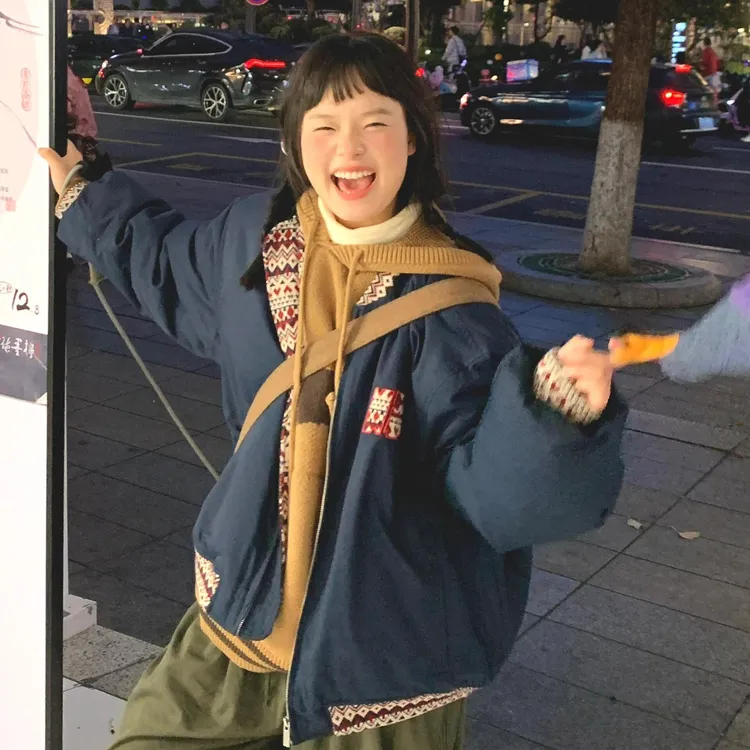 美式复古棒球服棉服女2025年新款冬季棉袄外套宽松小个子夹棉棉衣