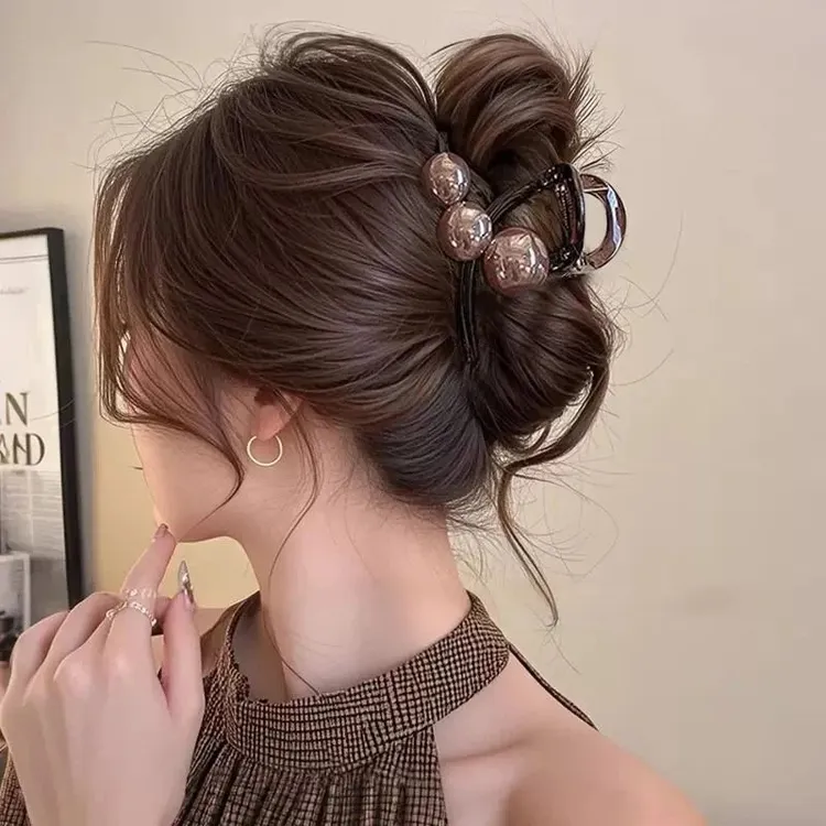 高级感气质珍珠抓夹发饰大号发量多发夹头饰后脑勺盘发鲨鱼夹发卡