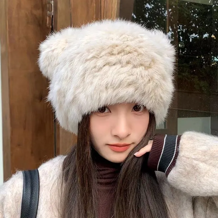 护耳毛绒新款秋冬熊猫冬季帽子冬天保暖时尚小熊耳朵洋气加厚爆款