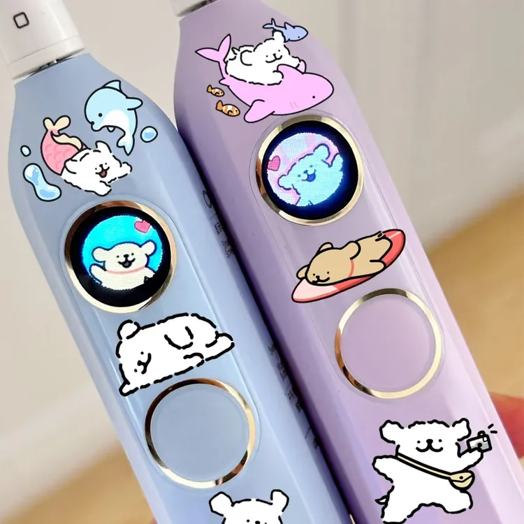 线条小狗水晶转印贴电动牙刷DIY贴纸手机电动车平板汽车水杯儿童