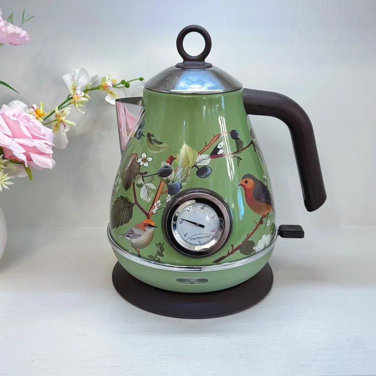 欧式复古烤漆带温度显示电热水壶出口高品质家用茶壶保温壶