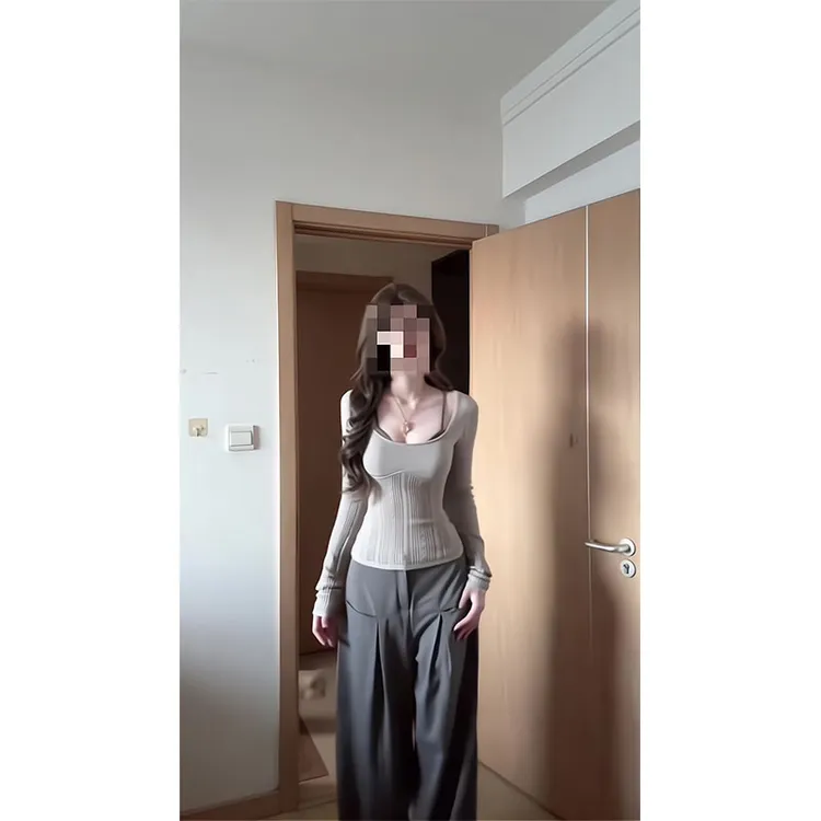 纯欲风修身辣妹性感长袖针织衫女秋季内搭吊带背心显瘦宽松工装裤