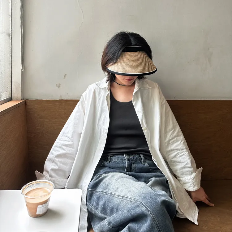 2025夏季新款大帽檐空顶发箍草编黑胶防晒显气质高品质防晒帽百搭