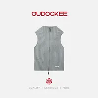 OUDOCKEE 鸥鸥【灰马甲】纯色双拉链宽松针织开衫马甲 GACAB756T