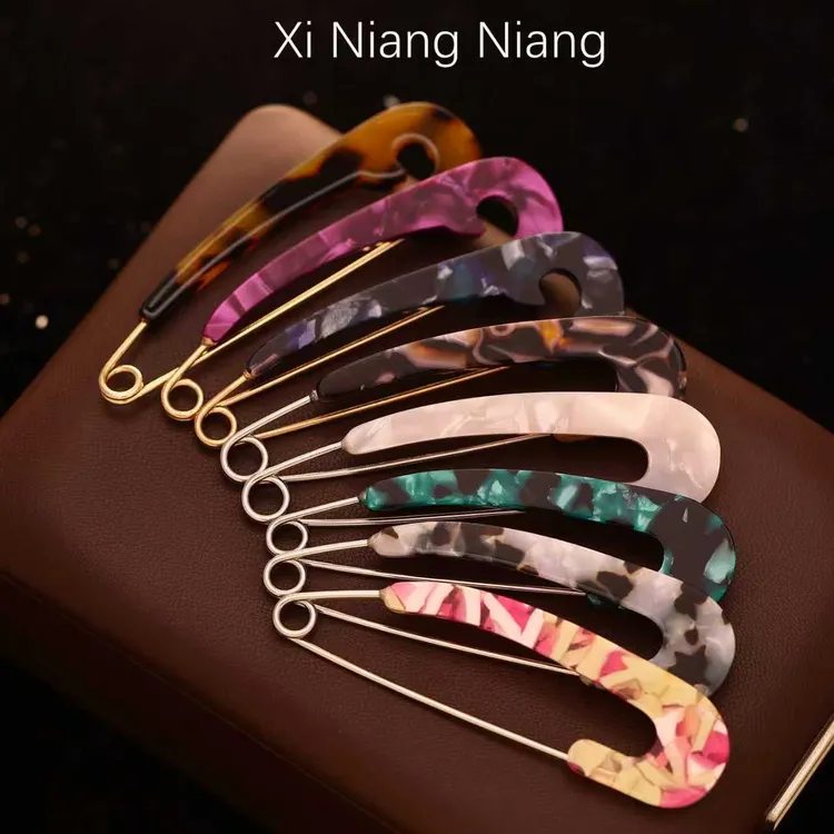 合金仿水晶胸针 澜七复古多色醋酸胸针围巾披肩固定扣别针S3882