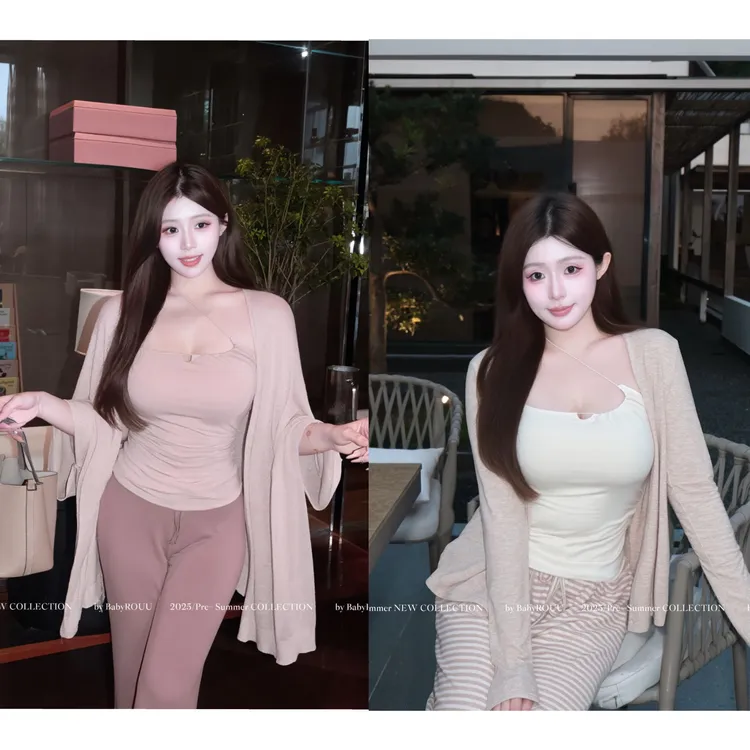 【松弛娇宠系——秋季上新】温与柔纯欲带胸垫吊带法式显瘦松弛套装