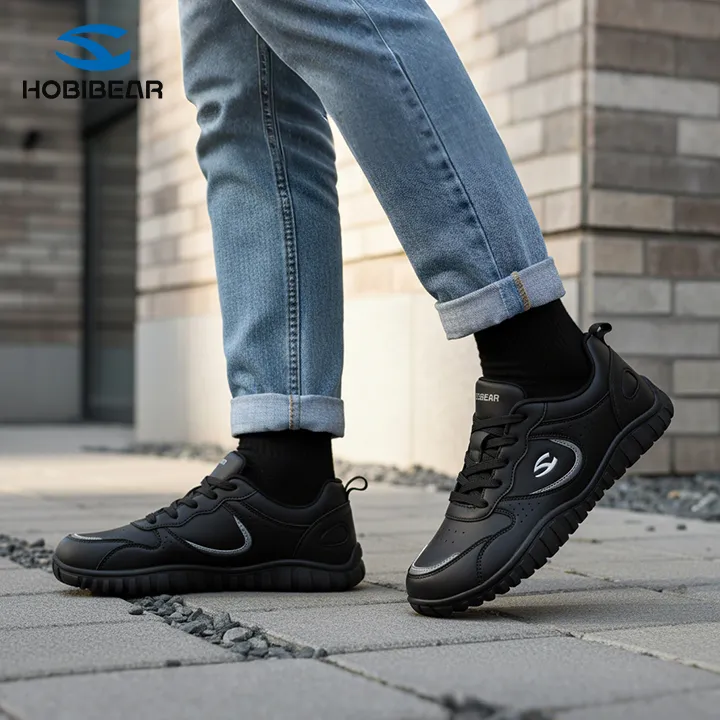 HOBIBEAR男鞋2025冬季户外宽楦赤足鞋男士休闲通勤宽头运动女鞋