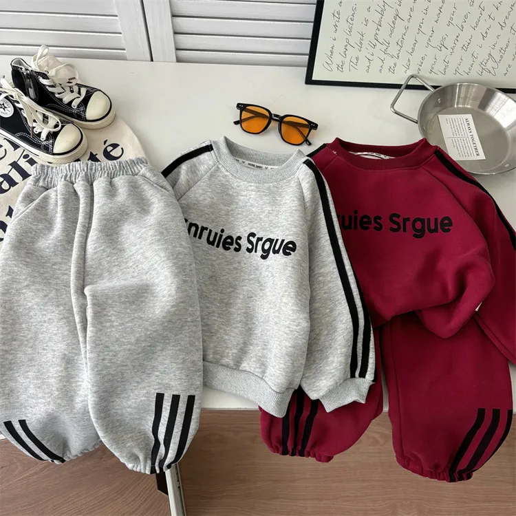 儿童卫衣卫裤套装男女童洋气中小童宝宝春秋季新款韩版两件套圆领