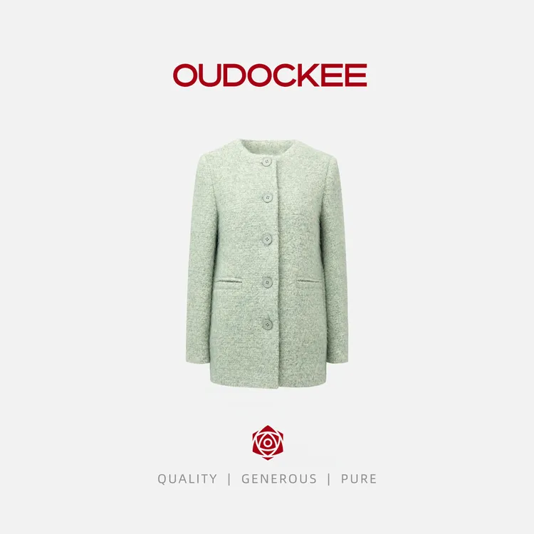 OUDOCKEE 鸥纪儿【绵羊毛】抹茶 小香风洋气薄荷绿时尚 J2503X595T