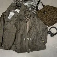 水洗复古擦色大佬 GEZHI 高端做旧休闲西装皮衣中长款设计外套女