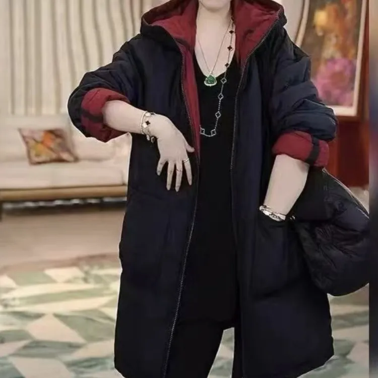双面穿帽子棉服女士秋冬款