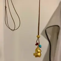 铜棉绳项链 新中式古法吉祥如意小马吊坠国风皮绳长款项链