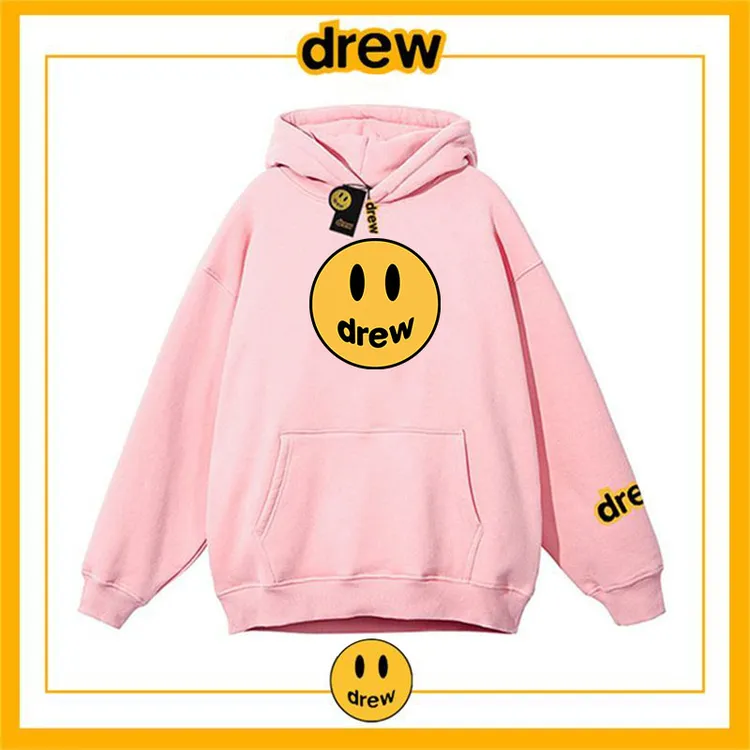 drew笑脸欧美潮牌明星网红连帽卫衣秋冬时尚情侣卫衣加绒纯棉外套