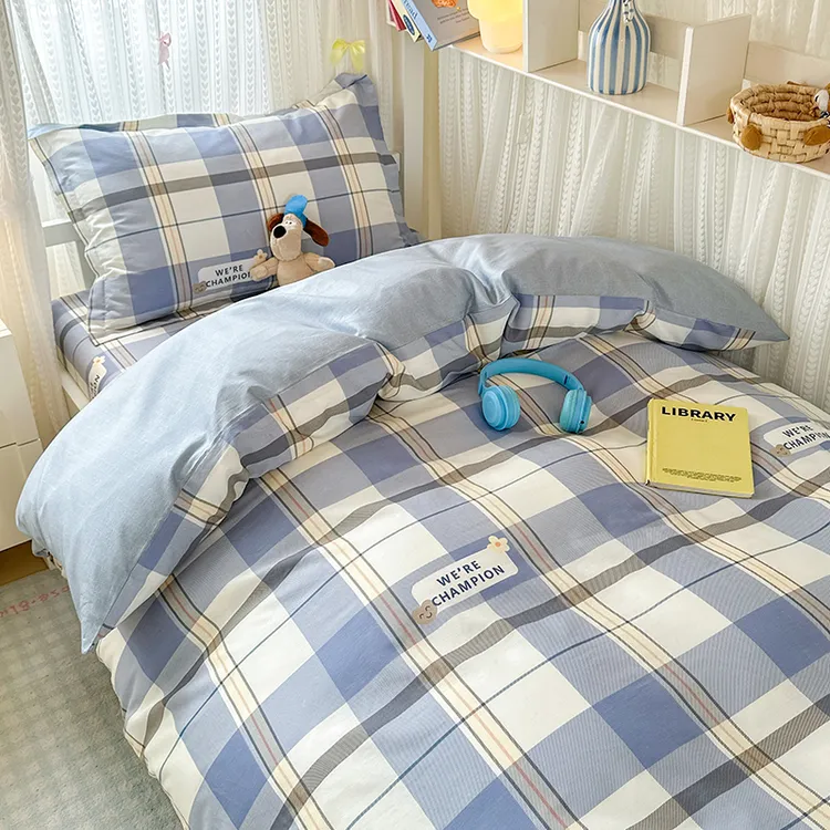 100%全棉套件纯棉四件套小清新卡通可爱被套床单床笠学生宿舍被罩