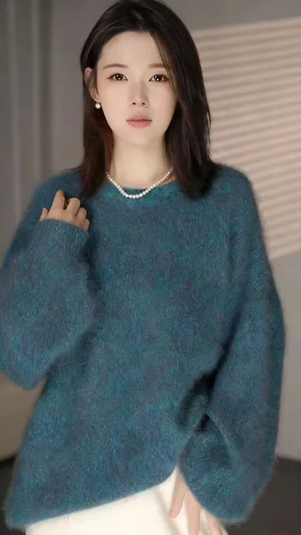 【澳洲进口Tasmanian纱线】百搭100拉绒六股花纱圆领秋冬加绒羊毛衫