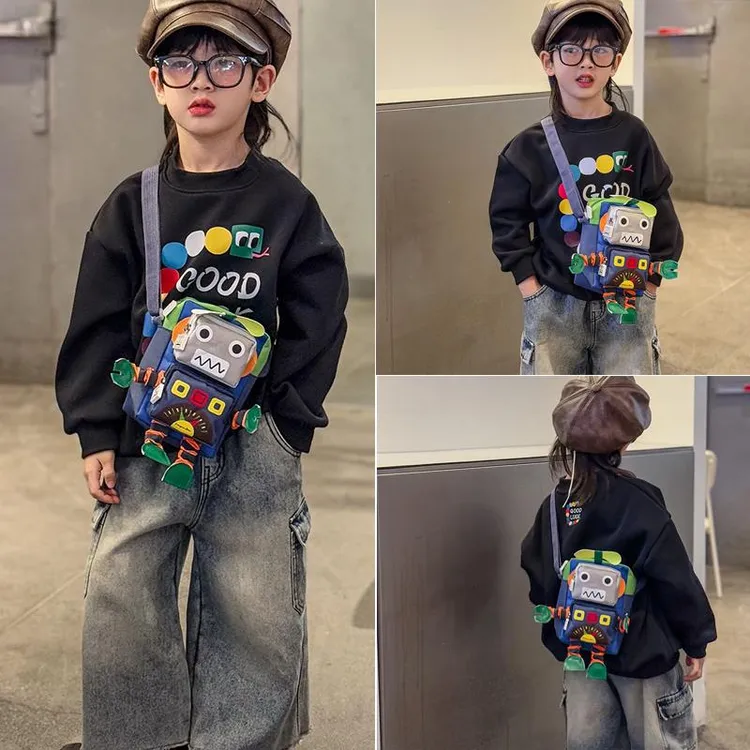 搞怪儿童包包2025新款洋气男童宝宝机器人单肩包女孩外出斜挎包