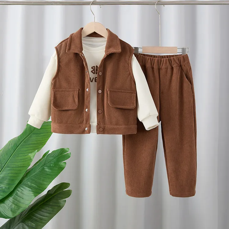 男童套装春秋季卫衣马甲三件套衣服儿童服装潮酷痞帅宝宝外出童装