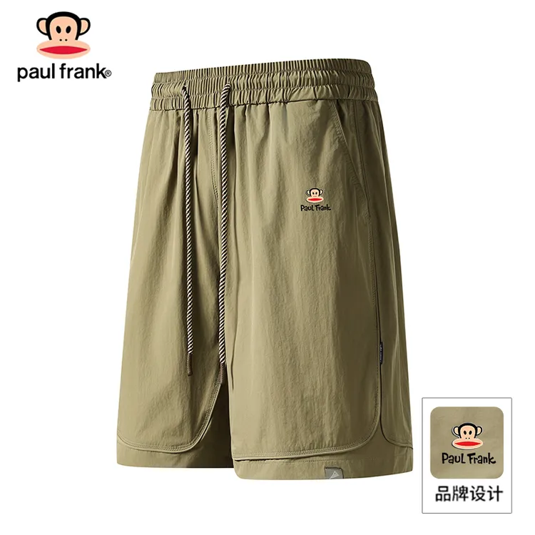 PaulFrank/大嘴猴夏季男士系带短裤宽松休闲直筒裤纯色百搭五分裤